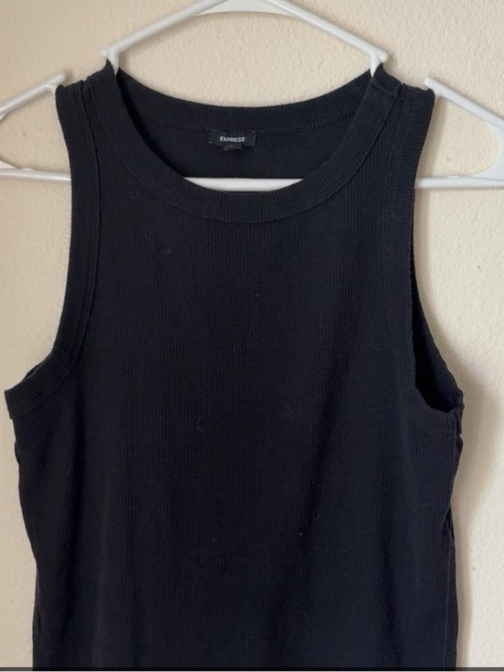 Express Black Ribbed Sleeveless Tank